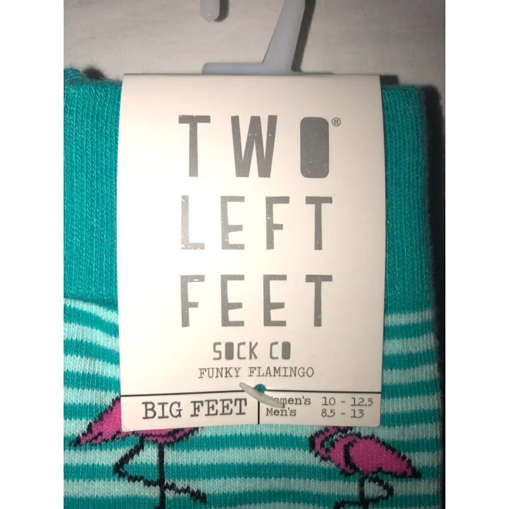Large Socks 2 Pair Calvin Klein Two Left Feet Flamingos Blue Striped Brown NWT